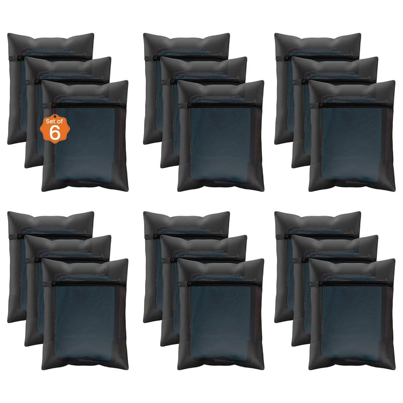 Kuber Industries Set of 18 Polyester Mesh Laundry Bag with Zip Reusable Washing Bags for Washing Machine Ideal for Delicate Fabrics Lingerie Shoes Protection YZ6BLK Black - Image 1