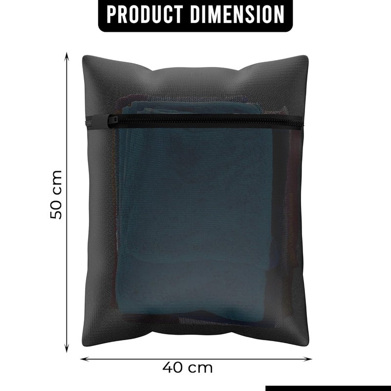 Kuber Industries Set of 18 Polyester Mesh Laundry Bag with Zip Reusable Washing Bags for Washing Machine Ideal for Delicate Fabrics Lingerie Shoes Protection YZ6BLK Black - Image 3