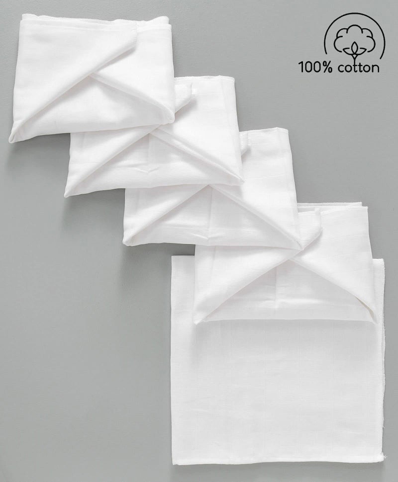 ans Soft & Absorbent Muslin Cotton Nappy Cloths: Eco-Friendly, Versatile, and Gentle on Baby's Skin 0-6 month Set of 24 pure Cotton white Nappy 70x70 cms - Image 5