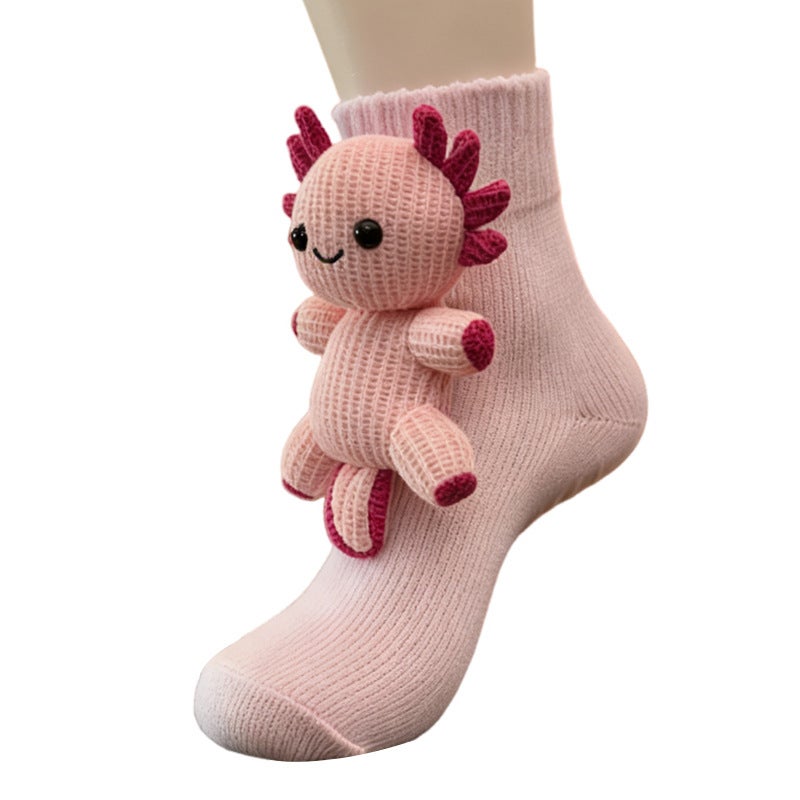 Animal Plush Floor Socks with Grip Dots - Cute Cartoon Knitted Slipper Socks - Image 5