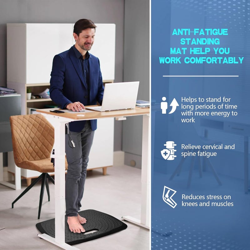 ergohead Anti Fatigue Kitchen Floor Mat Comfort Standing Mat, Portable Office Standing Desk Mat, Multi-Purpose Kitchen Rug, Built-in Handle with Massage Points Comfort Floor Mat (Black, 17" x 22") - Image 2
