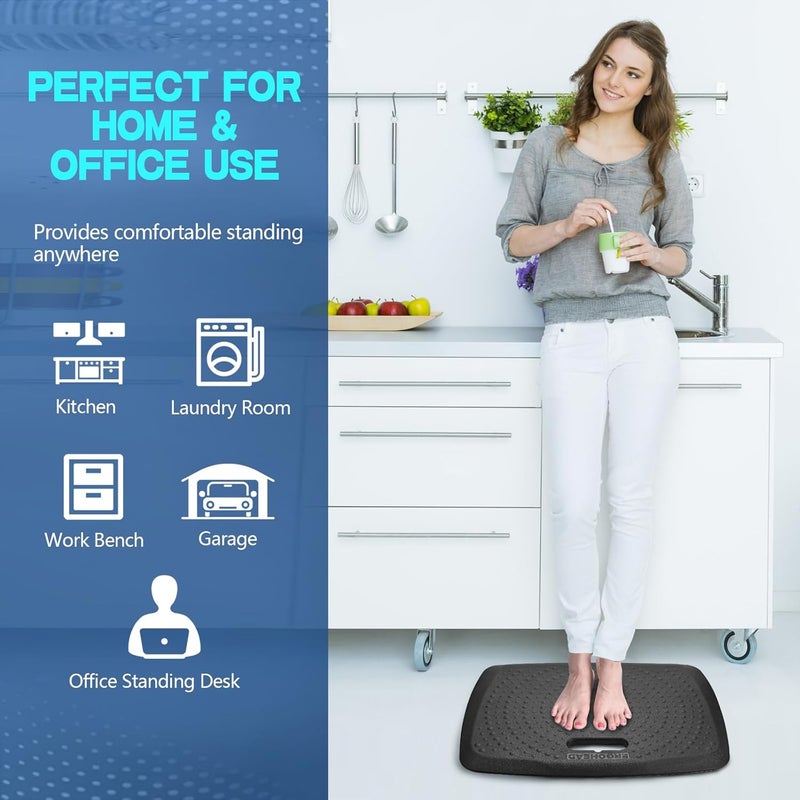 ergohead Anti Fatigue Kitchen Floor Mat Comfort Standing Mat, Portable Office Standing Desk Mat, Multi-Purpose Kitchen Rug, Built-in Handle with Massage Points Comfort Floor Mat (Black, 17" x 22") - Image 5