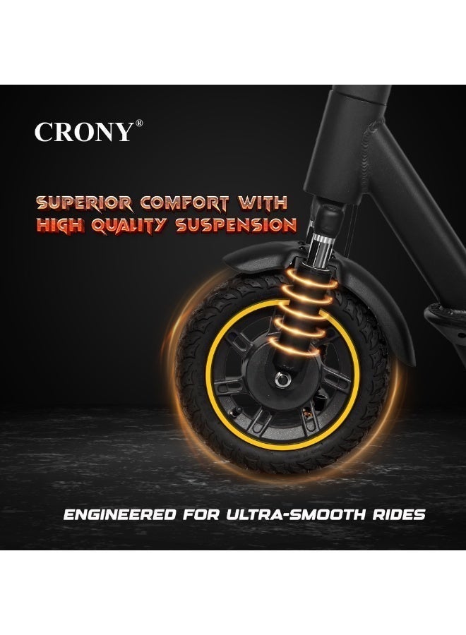 Crony XM Max E Scooter 350W Motor, 36V 15.6AH Battery, 35-55KM/lH Top Speed, 25-45KM Range, Front Suspension, LED Base Light, LCD Display, App Connectivity, Foldable Electric Scooter, Lock, Lightweight Frame 120KG Load, Ideal E-Bike for Adults, Off-Road, Commuter E Skateboard, Fast Speed Electric Scooter for Adults Teens & Kids Urban Mobility tool, Portable Electric Scooter with Safety Features, Ideal for Kids, Fun and Practical Scooter for Family Rides, Suitable for Youth Riders,Antivibrator - Image 4