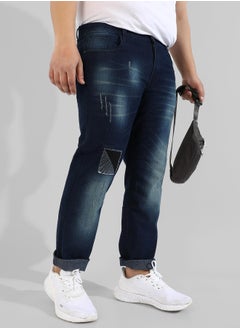 Instafab Plus Men's Classic Blue Dark-Washed Regular Fit Denim Jeans  - Image 1