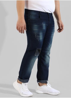 Instafab Plus Men's Classic Blue Dark-Washed Regular Fit Denim Jeans  - Image 3