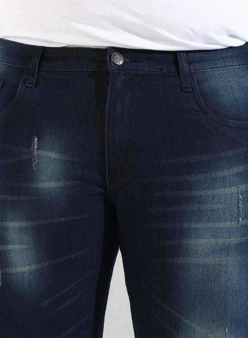Instafab Plus Men's Classic Blue Dark-Washed Regular Fit Denim Jeans