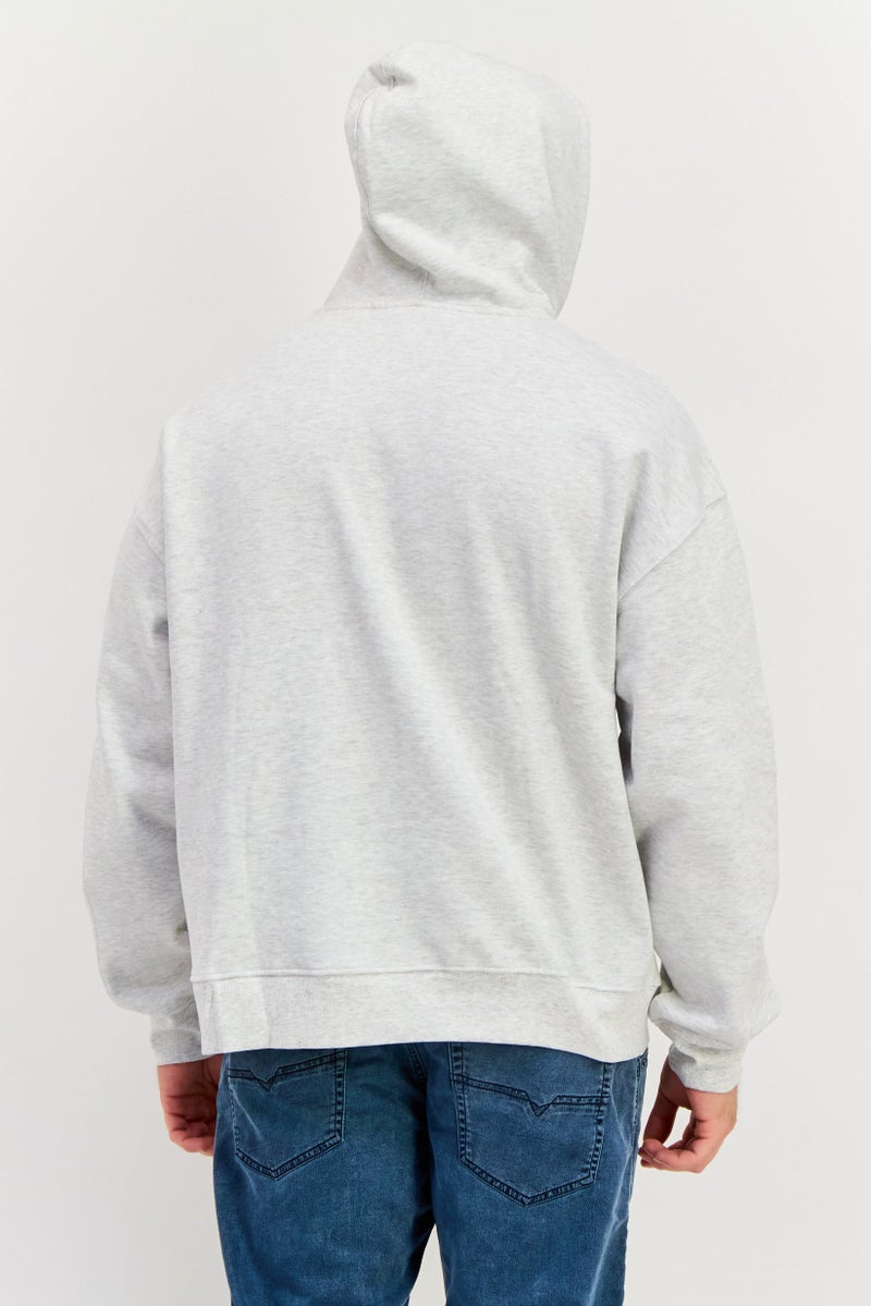 GOOD FOR NOTHING Men Hooded Neck Embroidered Long Sleeves Sweatshirt, Grey - Image 2