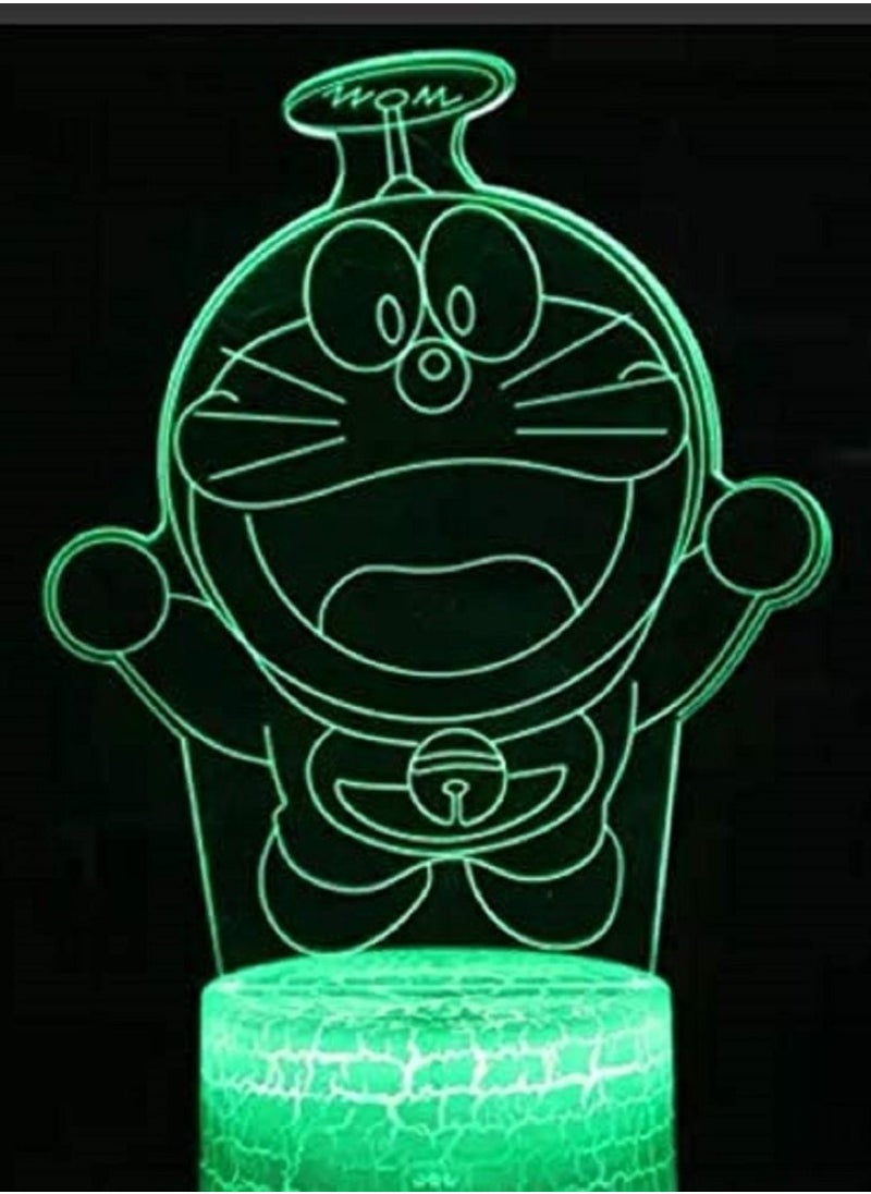 althiqahkey - Large Image DORAEMON Acrylic 3D Multicolor Night Lights USB LED Table Lamp Touch And Remote Control Home 7/16 Color Changing Decor Multicolor Night Light Gifts - Image 1