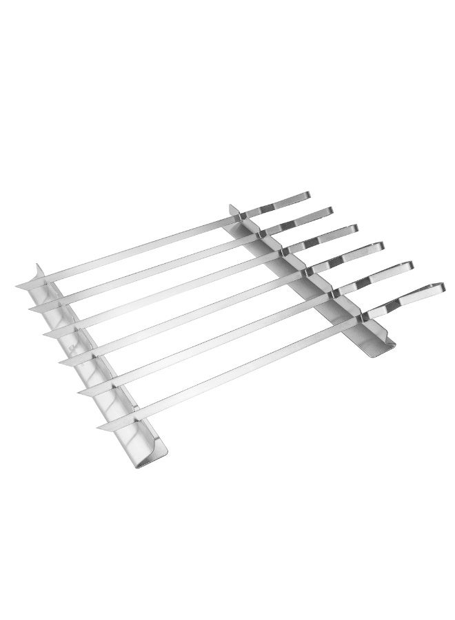 Restaurantware مجموعة أسياخ الشيش كباب من مت لوكس 16.9 بوصة مع رفوف، 8 قطع من أسياخ الشيش كباب الثقيلة - تحتوي على 6 أسياخ، تشمل 2 رف للشواء، مجموعة أسياخ للشواء من الفولاذ المقاوم للصدأ، قابلة لإعادة الاستخدام - Image 1