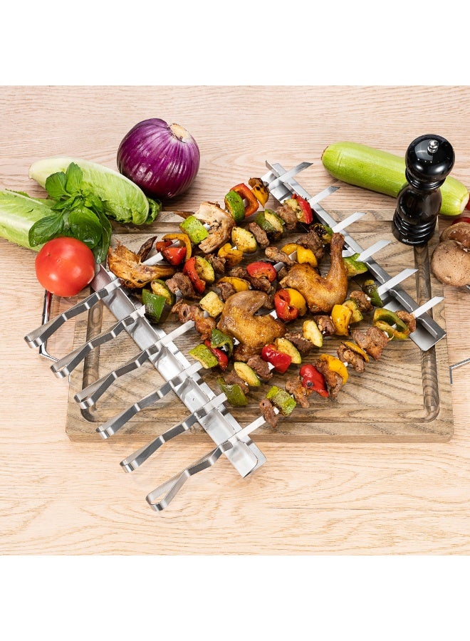 Restaurantware مجموعة أسياخ الشيش كباب من مت لوكس 16.9 بوصة مع رفوف، 8 قطع من أسياخ الشيش كباب الثقيلة - تحتوي على 6 أسياخ، تشمل 2 رف للشواء، مجموعة أسياخ للشواء من الفولاذ المقاوم للصدأ، قابلة لإعادة الاستخدام - Image 3