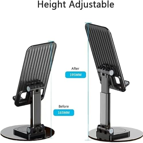 F Dream FDreaM Adjustable Mobile Phone Holder | Foldable Aluminum Desk & Bed Stand for Smartphones & Tablets | Tabletop Phone Holder (Black) - Image 3