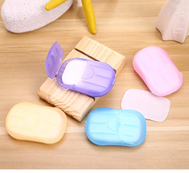 Prostuff.in Sindhia 5 Packet 20 Pc Each Packet Soap Paper Washing Hand Bath Clean Scented Slice Outdoor Travel Sheets Disposable Box Soap Portable Mini Paper Soap - Image 1