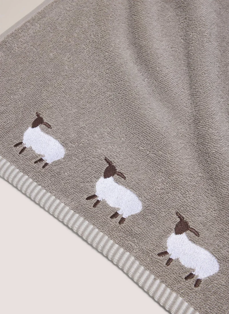 ماتلان Grey Sheep Embroidered Hand Towel