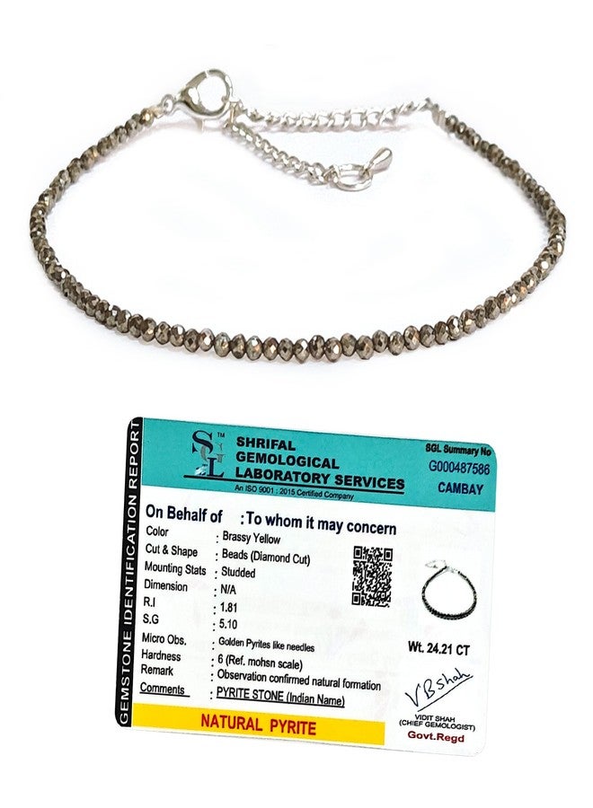 SOLAVA Raw Pyrite Anklet Original Certified | Pyrite Payal for Women | Natural Raw Stone Anklet | Original Crystal Payal for Money and Wealth - Image 1