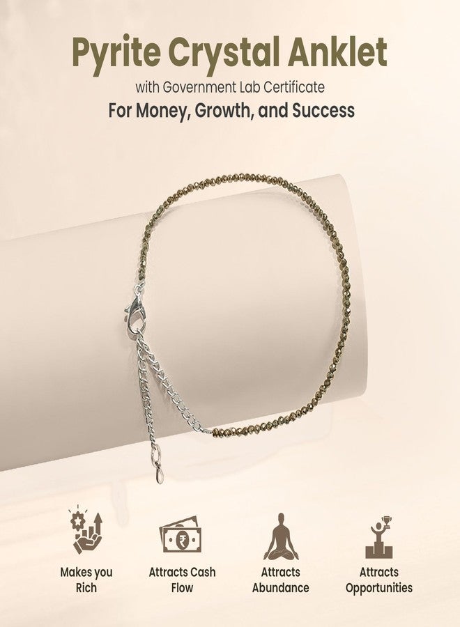 SOLAVA Raw Pyrite Anklet Original Certified | Pyrite Payal for Women | Natural Raw Stone Anklet | Original Crystal Payal for Money and Wealth - Image 2