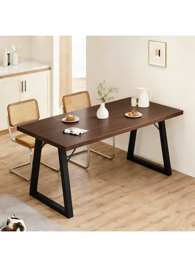 CityRiya-Long Rustic Wood Grain Dining Table, Industrial Style Multifunctional Computer Desk Study Table Office Desk Tea Table, Sturdy Metal Legs Space-Saving Home Table for Kitchen Living Room（YN096A） - Image 1