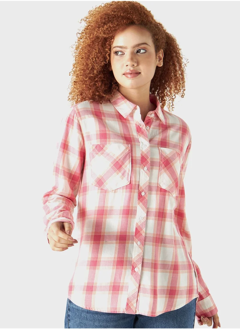 لي كوبر Checked Button Down Denim Shirt