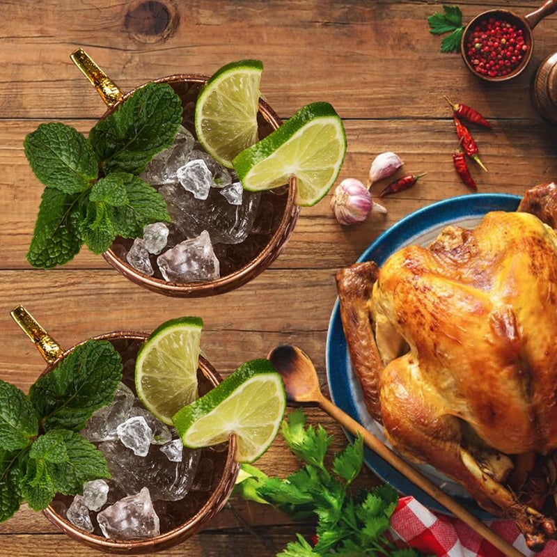 TABLEWARE MELODY طقم أكواب موسكو مول من 2 - أكواب نحاسية مطروقة مع بطانة من الفولاذ المقاوم للصدأ، 2 مصاصة وقياس مزدوج - طقم هدايا بار للأكواب، حفلات الزفاف، الترفيه المنزلي - Image 5