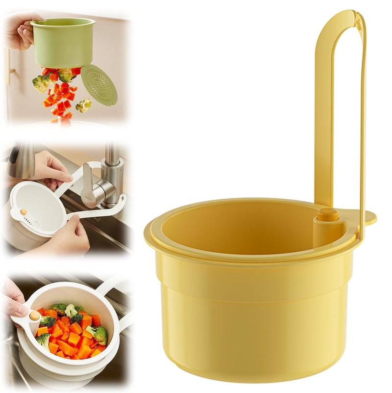 SKYTONE Kitchen Sink Drain Basket, Double Layer Strainer Food Waste Filter Baskets,Hanging Sink Drains Holder,Detachable Strain Basket, Easy to Clean (Yellow) - Image 1