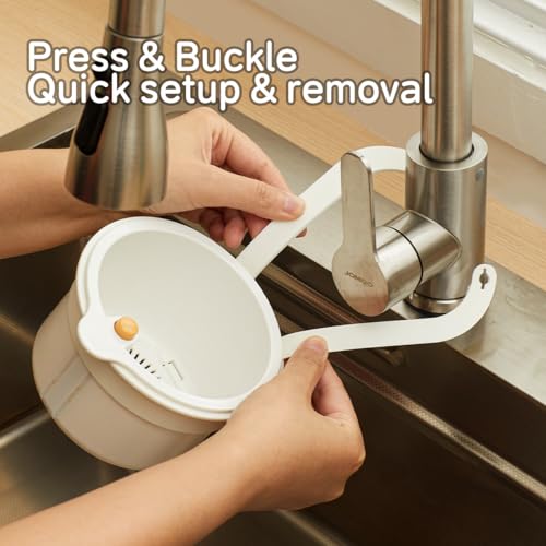 SKYTONE Kitchen Sink Drain Basket, Double Layer Strainer Food Waste Filter Baskets,Hanging Sink Drains Holder,Detachable Strain Basket, Easy to Clean (Yellow) - Image 4