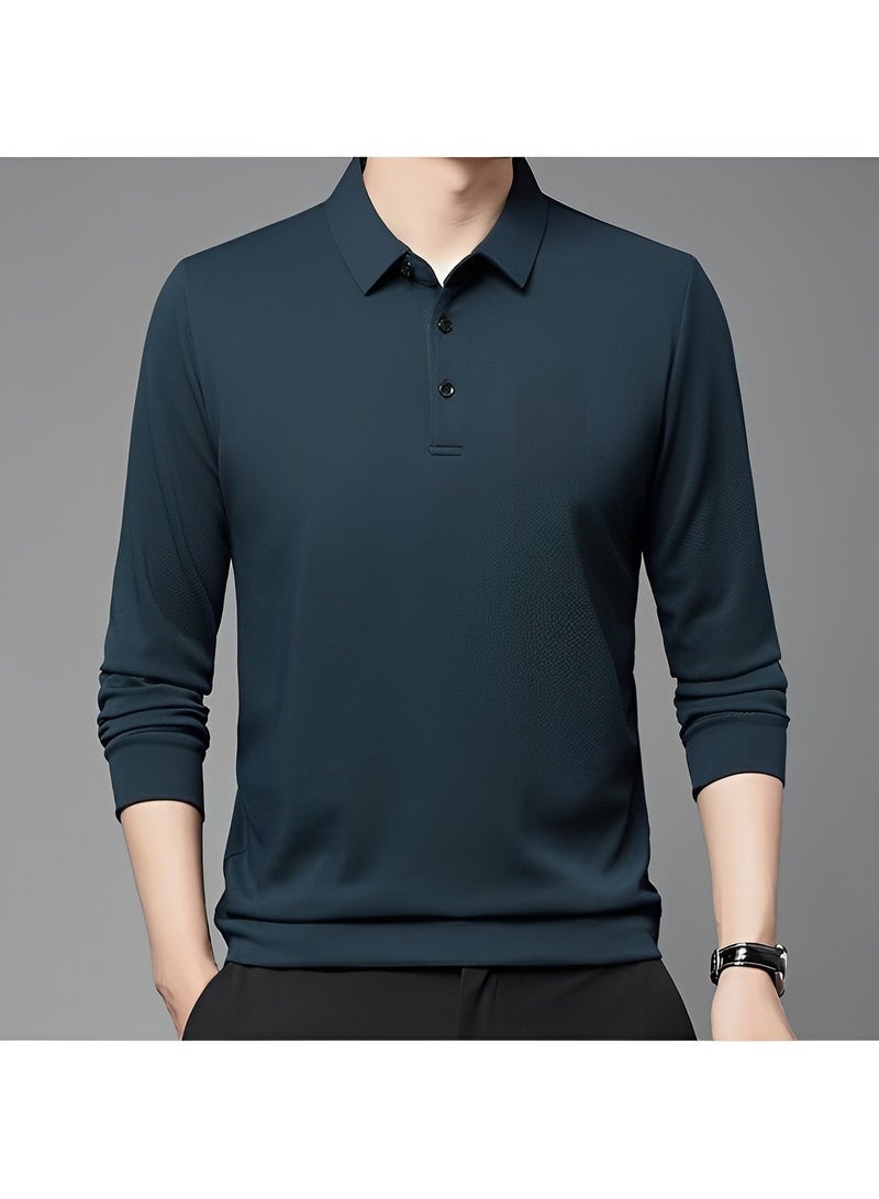 REOCLE Men's Polo Shirts Long Sleeve Casual Solid Stylish Dry Fit Performance Designed Collared Golf Polo Shirts - Image 3