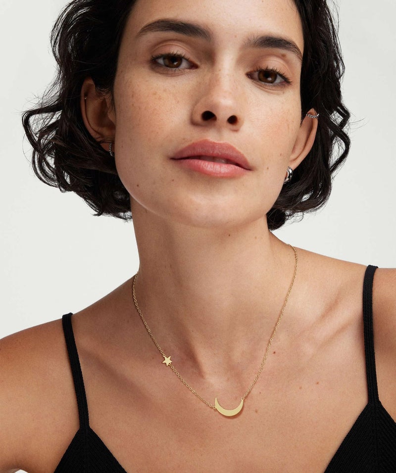 ASCOMY Dainty 14K Gold Plated Moon and Star Pendant Necklaces for Women Minimalist Cute Crescent Moon Necklaces with Star Tiny Charm Necklace for Everyday Jewelry Gifts - Image 5