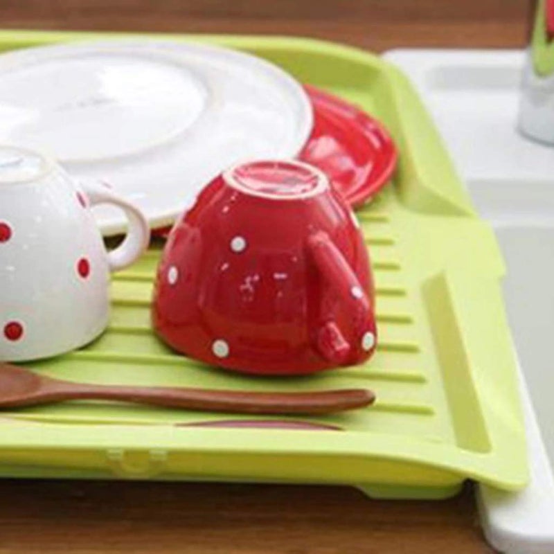 Mockery Drying Rack Save Space Draining Spot Plastic Universal Dish Drain Board for Home Plastic Sink Drip Sloping Draining Tray Green - Image 3