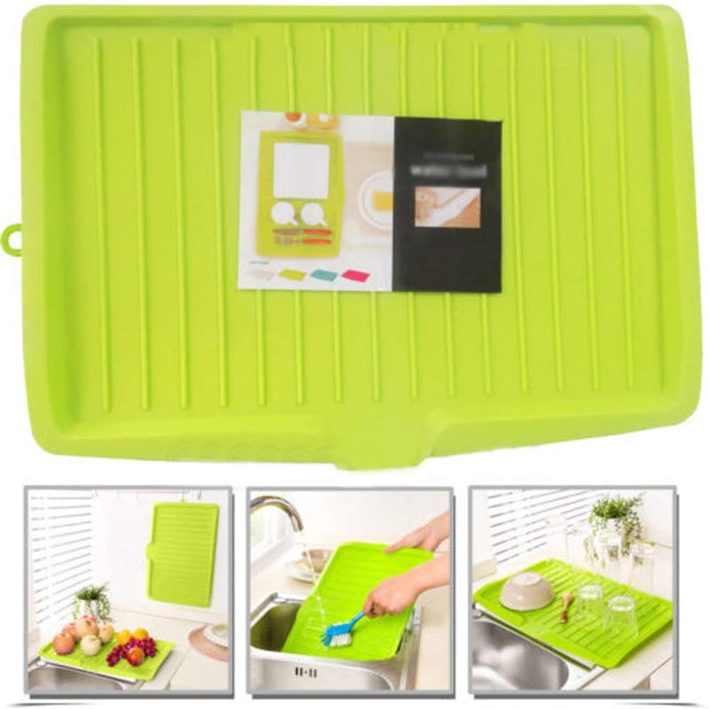 Mockery Drying Rack Save Space Draining Spot Plastic Universal Dish Drain Board for Home Plastic Sink Drip Sloping Draining Tray Green - Image 5