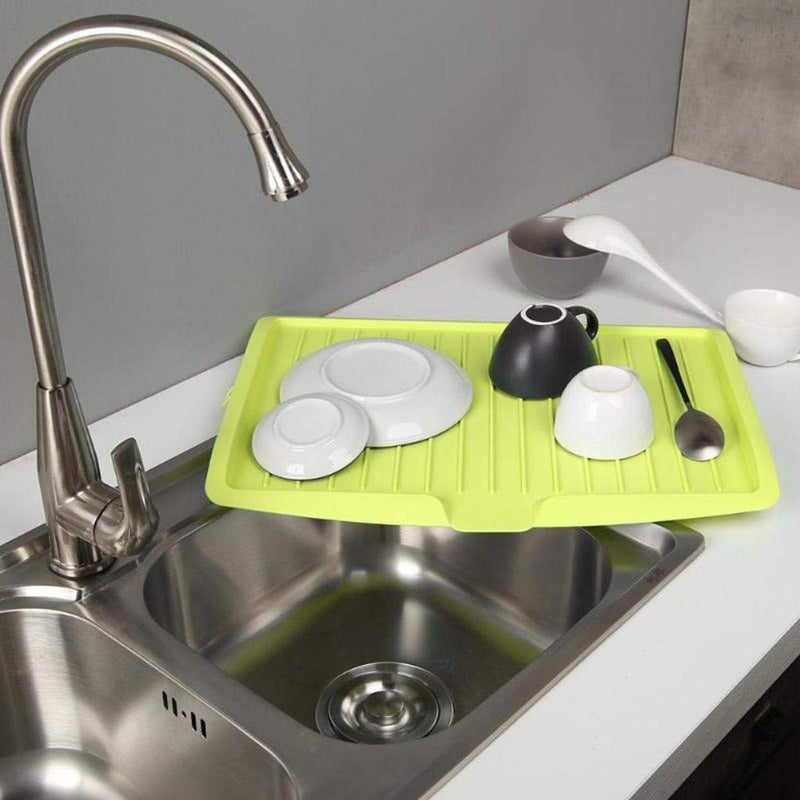 Mockery Drying Rack Save Space Draining Spot Plastic Universal Dish Drain Board for Home Plastic Sink Drip Sloping Draining Tray Green - Image 2