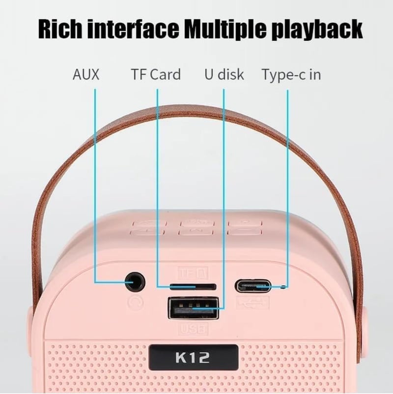 KMJSA k12 Portable Karaoke Set with LED Bluetooth Speaker and Wireless Microphone/Multi Colour - Image 5