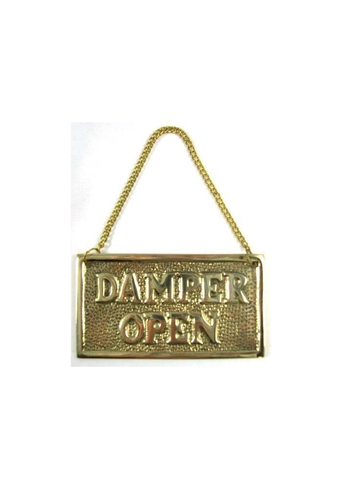 INsideOUT Hanging Solid Brass Fireplace Damper Open Closed Sign
