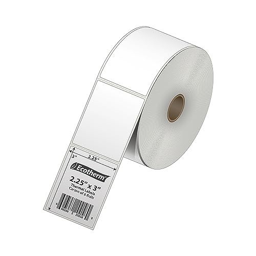 Ecotherm 2.25" x 3" Thermal Labels | 6 Rolls | 5040 Labels | fits Zebra, Munbyn, Rollo, Godex, Arkscan, iDPRT, Offnova Thermal Label Printers and More | Blank White Adhesive Stickers by Ecotherm - Image 2