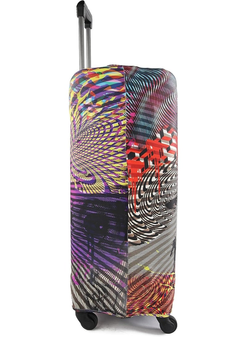 natOnat Travel Luggage Cover Protector - Suitcase Cover with Coloured Pattern- Stretchy, Washable Spandex & Polyester - Protects Against Dirt & Scratches - Optical Illusion Design - Fits 65-70 CM Height ( Large ) - Image 4