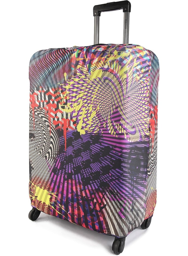 natOnat Travel Luggage Cover Protector - Suitcase Cover with Coloured Pattern- Stretchy, Washable Spandex & Polyester - Protects Against Dirt & Scratches - Optical Illusion Design - Fits 65-70 CM Height ( Large ) - Image 2