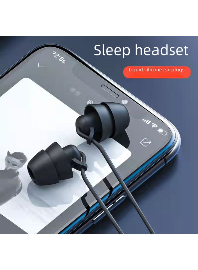 Second-generation Sleep Headphones In-ear Wired Silicone Headset Side Sleep Soundproof Non-pressure Earband Microphone Soft Silicone-Color:3.5mm White Bag  - Image 3