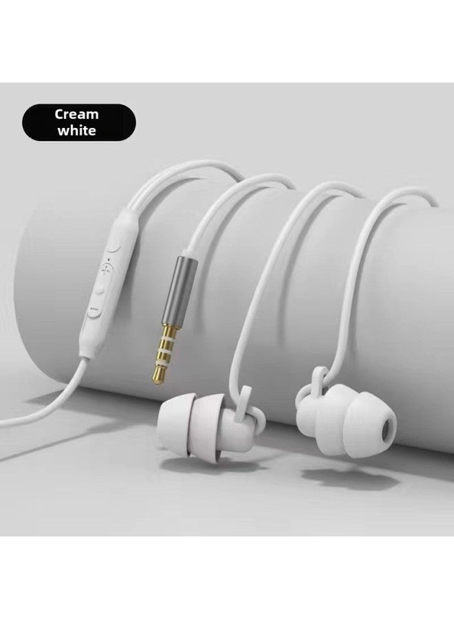 Second-generation Sleep Headphones In-ear Wired Silicone Headset Side Sleep Soundproof Non-pressure Earband Microphone Soft Silicone-Color:3.5mm White Bag  - Image 1