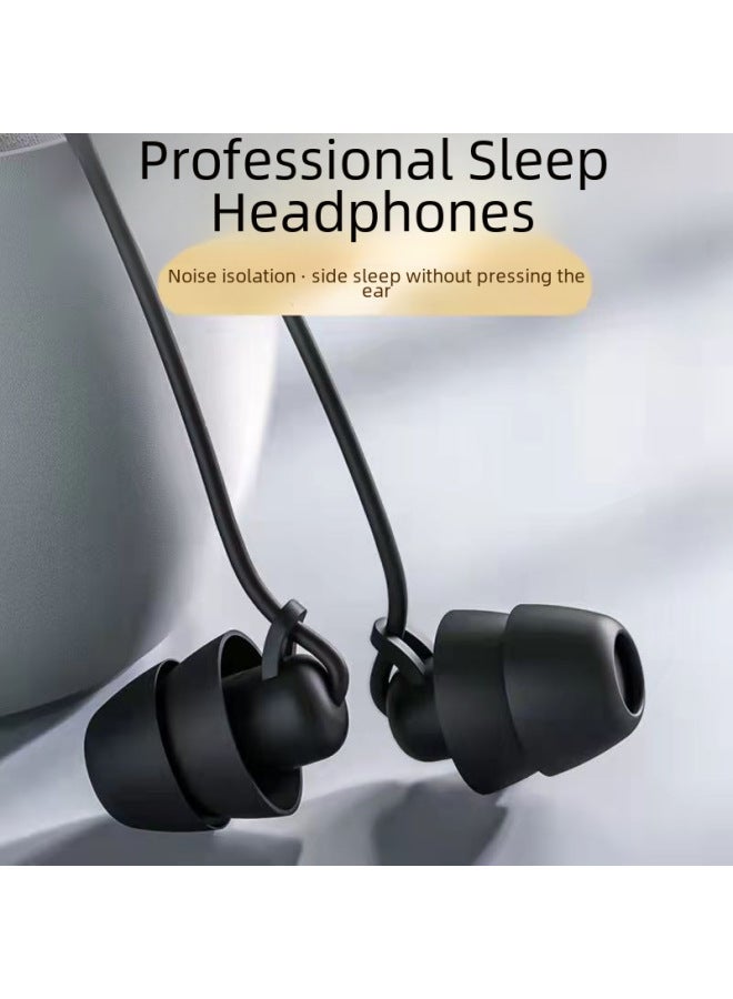 Second-generation Sleep Headphones In-ear Wired Silicone Headset Side Sleep Soundproof Non-pressure Earband Microphone Soft Silicone-Color:3.5mm White Bag  - Image 2
