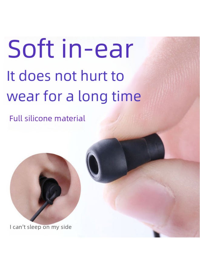 Second-generation Sleep Headphones In-ear Wired Silicone Headset Side Sleep Soundproof Non-pressure Earband Microphone Soft Silicone-Color:3.5mm White Bag  - Image 5