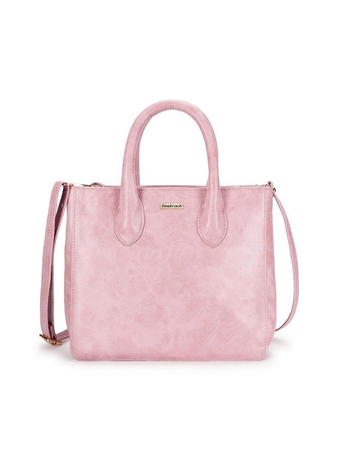 Fastrack Women Carryall Satchel with Top Handles and Adjustable Shoulder Strap - Stylish Zippered for Everyday Use, Pink - Image 1