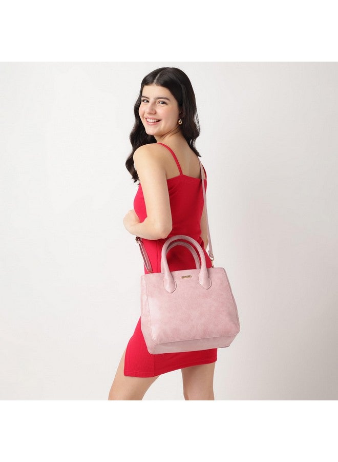 Fastrack Women Carryall Satchel with Top Handles and Adjustable Shoulder Strap - Stylish Zippered for Everyday Use, Pink - Image 2