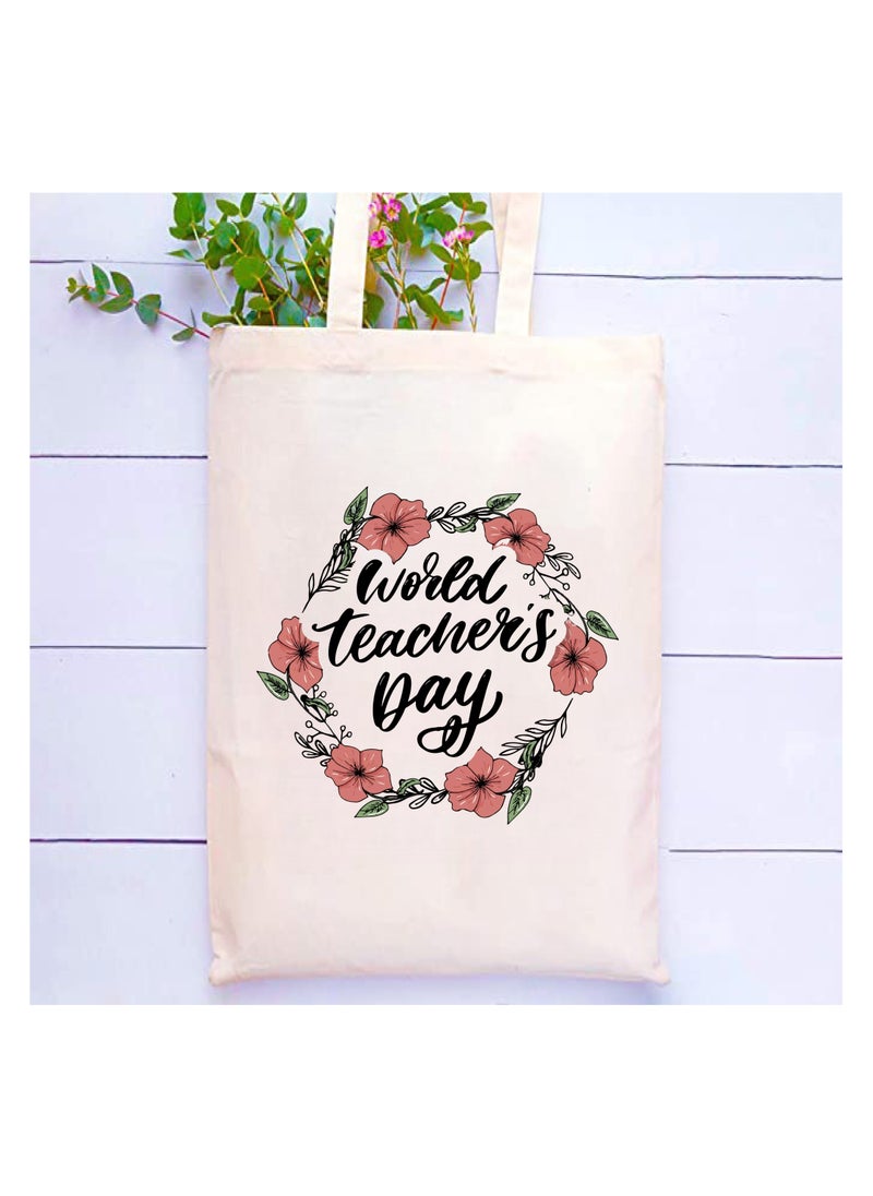 Generic Teacher's day Gift Cotton Bag with Funny Design - Reusable Canvas Tote Bag - Eco Friendly - Lightweight - Grocery Shopping Bag - Gifts for Teacher - School - Office - Travel  - Image 2