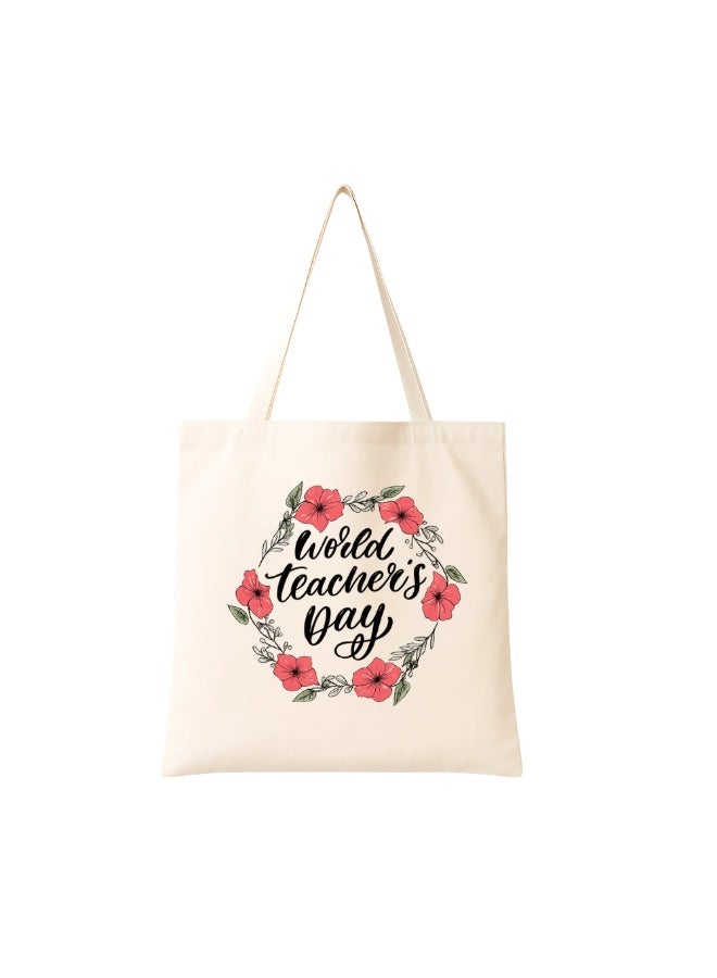 Teacher's day Gift Cotton Bag with Funny Design - Reusable Canvas Tote Bag - Eco Friendly - Lightweight - Grocery Shopping Bag - Gifts for Teacher - School - Office - Travel - Image 1