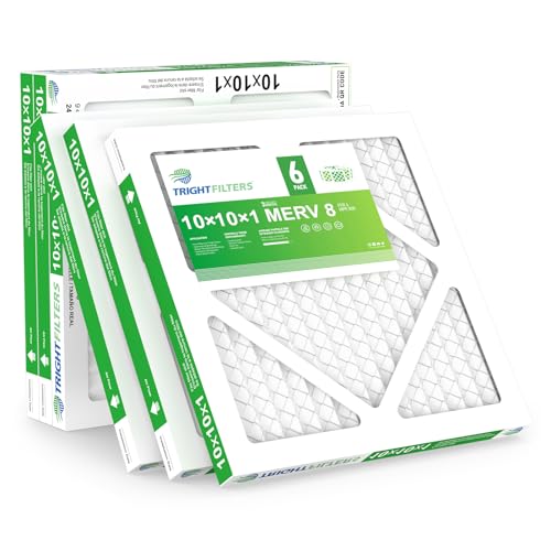 TRIGHTFILTERS 10x10x1 Air Filter 6 Pack, Durable MERV 8 Pleated Home HVAC AC Furnace Filters, Lightweight Compact Air Conditioner Filter Replacement - Image 1