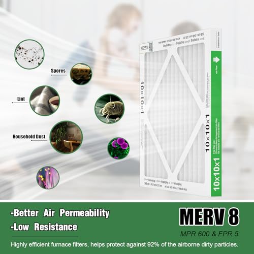 TRIGHTFILTERS 10x10x1 Air Filter 6 Pack, Durable MERV 8 Pleated Home HVAC AC Furnace Filters, Lightweight Compact Air Conditioner Filter Replacement - Image 4