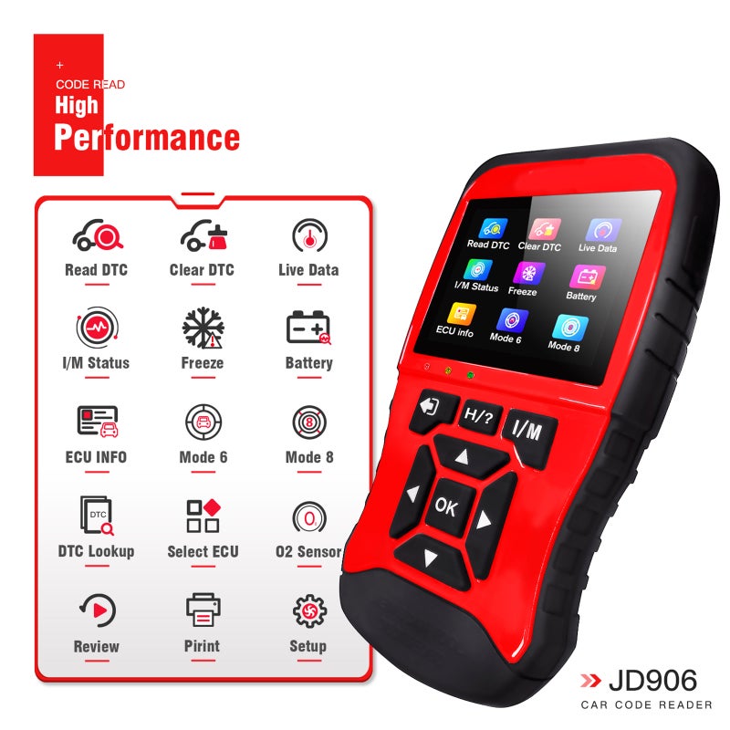 JDIAG JD906 ماسح ضوئي أكواد الكشف عن أخطاء السيارات OBDⅡ & CAN أداة فحص تشخيصية للسيارات، فحص جاهزية I/M بنقرة واحدة، رسوم بيانات بث مباشر، نصائح أكواد/معلومات إصلاح، اختبار بطارية، وضع التشخيص المتقدم 6 - Image 5