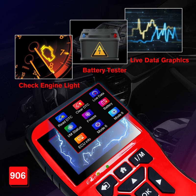 JDIAG JD906 ماسح ضوئي أكواد الكشف عن أخطاء السيارات OBDⅡ & CAN أداة فحص تشخيصية للسيارات، فحص جاهزية I/M بنقرة واحدة، رسوم بيانات بث مباشر، نصائح أكواد/معلومات إصلاح، اختبار بطارية، وضع التشخيص المتقدم 6 - Image 4