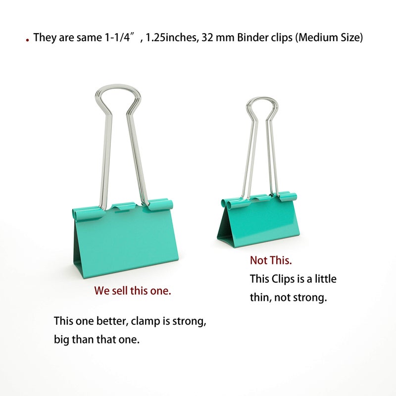 Nctinystore Binder Clips Medium Metal Clamp 1.25 inch / 32 mm (Light-Green, 24-PCS) - Image 4