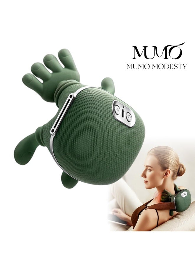 معجب جهاز تدليك حيوي جديد ساخن، جهاز تدليك محمول للرقبة والظهر بالضغط على نقاط معينة من الجسم، تدليك كهربائي عميق للأنسجة بتقنية العجن رباعي الأبعاد، تصميم يحاكي اليد البشرية، يخفف الألم ويرخي العضلات (أخضر). - Image 1