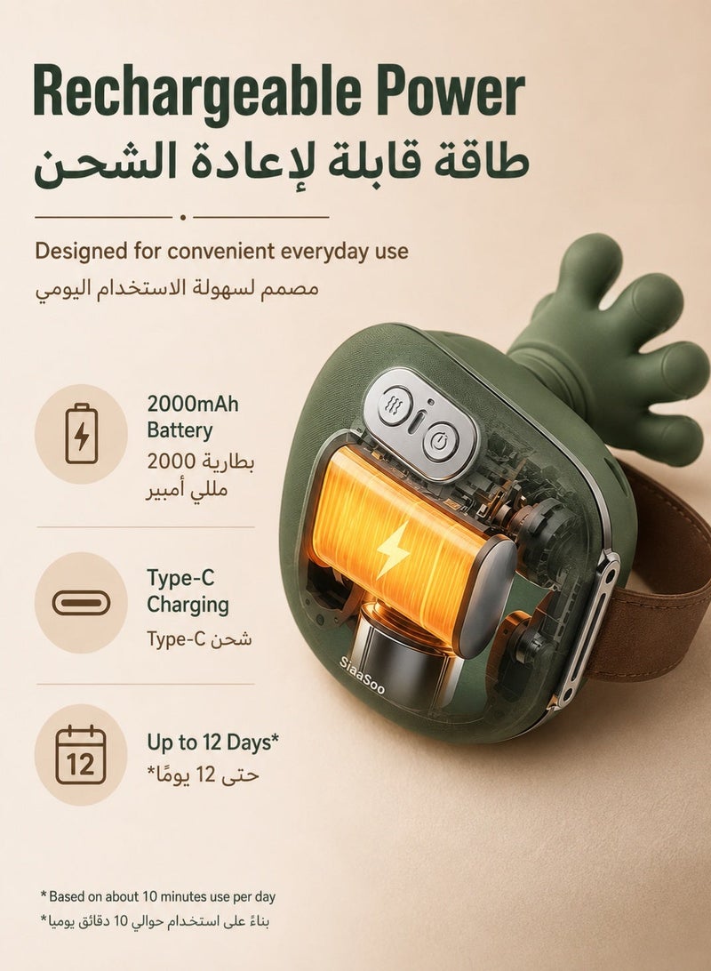 MUMO Neck and Shoulder Massager, A New Type of Bionic Heated Massager, Portable Acupressure Neck and Back Massager, Electric Deep Tissue 4d Kneading Massage, Simulated Human Hand Design, Relieves Pain and Relaxes Muscles (Green) - Image 5