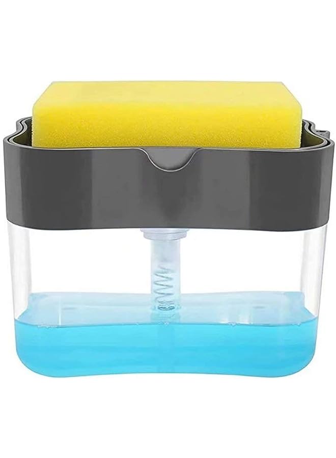 Raxoom Pump Dispenser and Sponge Holder, Caddy for Kitchen Sink, Dishwashing - Image 1